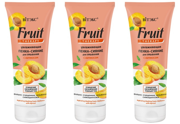

Пенка-сияние для умывания Витэкс FRUIT Therapy с АБРИКОСОМ Увлажняющая, 200 мл, 3 шт