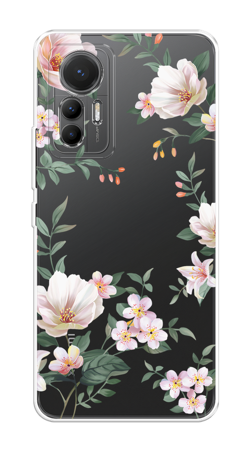 

Чехол на Xiaomi 12 Lite "Beautiful white flowers", Бежевый;зеленый, 315050-1