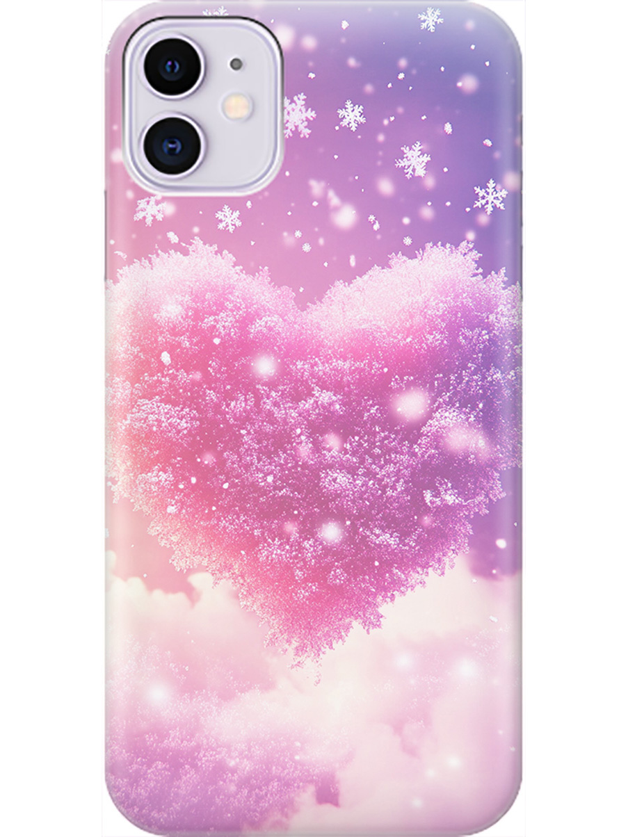 

Силиконовый чехол на Apple iPhone 11 с принтом "Пушистое сердце", Прозрачный;белый;розовый, 721799591