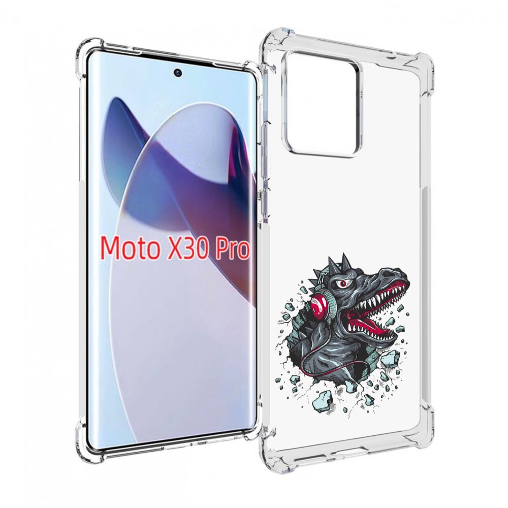 

Чехол MyPads Нарисованный динозавр в наушниках для Motorola Moto X30 Pro, Прозрачный, Tocco
