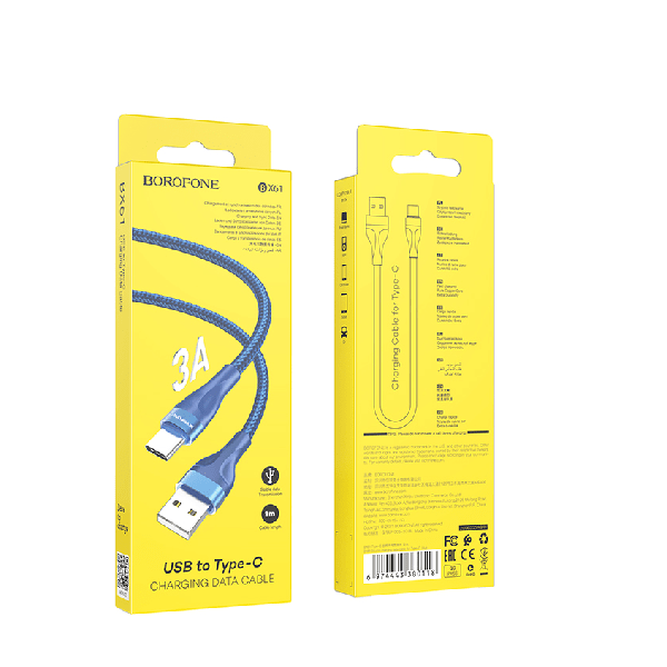 фото Кабель borofone usb type-c bx61 1m 60w синий