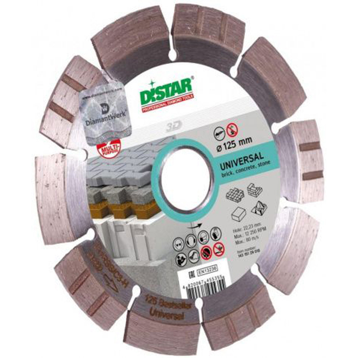 

Диск Distar 1A1RSS/C3-H Bestseller Universal алмазный 125x2.2/1.4x11x22.23-10 14315129010