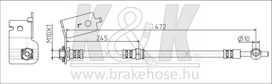 

K&K Шланг тормозной K&K FT0141 HYUNDAI SANTA FE SM 00-06 зад. лев 1шт