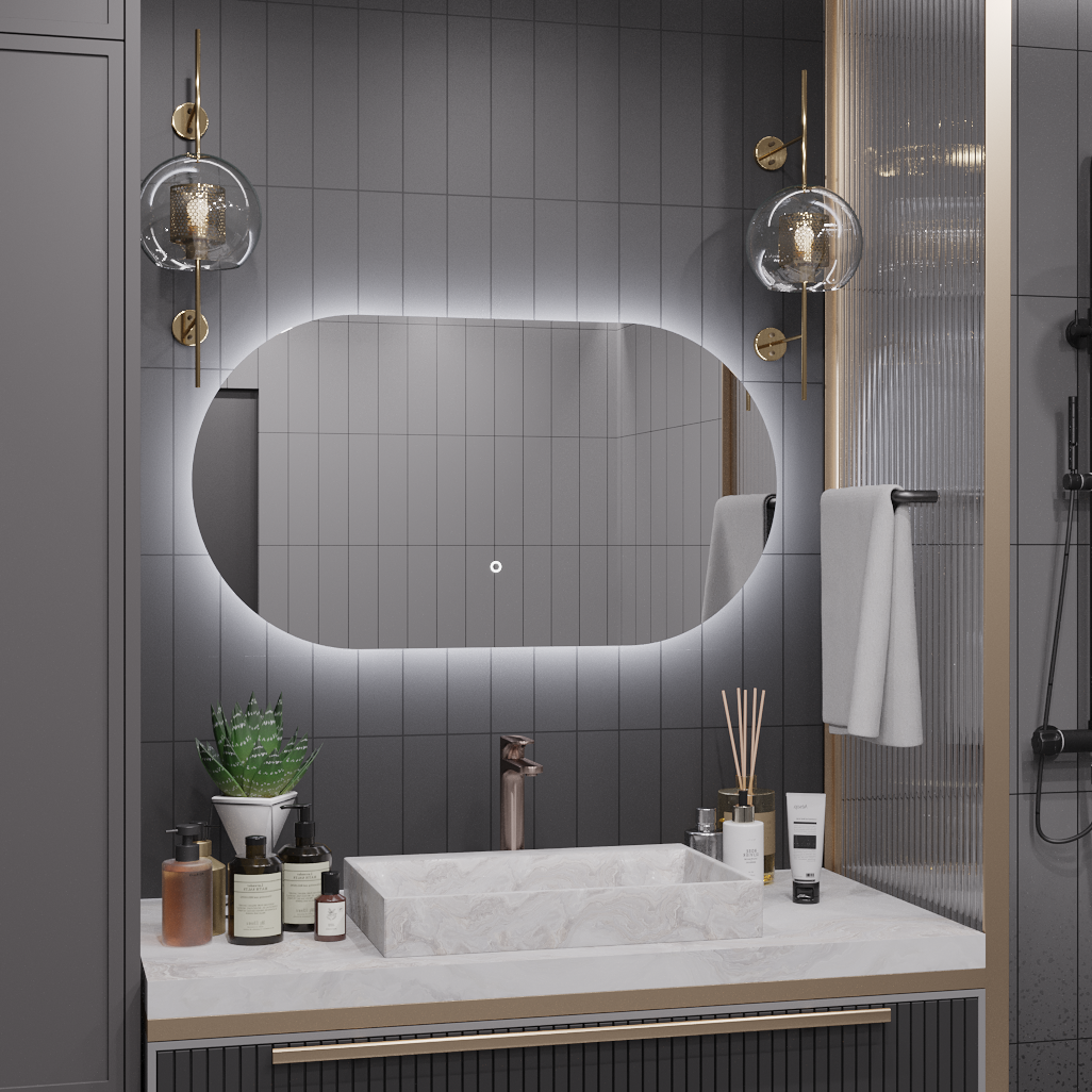 Зеркало для ванной Alias Олимпия 70*140  с холодной LED-подсветкой люстра потолочная со светодиодной подсветкой citilux cl158132 самба