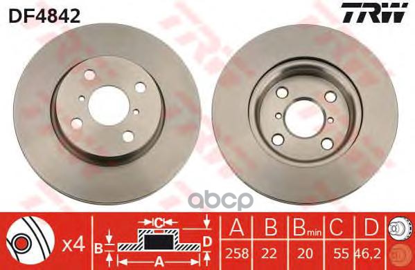 

Диск тормозной TOYOTA YARIS 06- (пр-во Франция) передний вент.D=258мм.