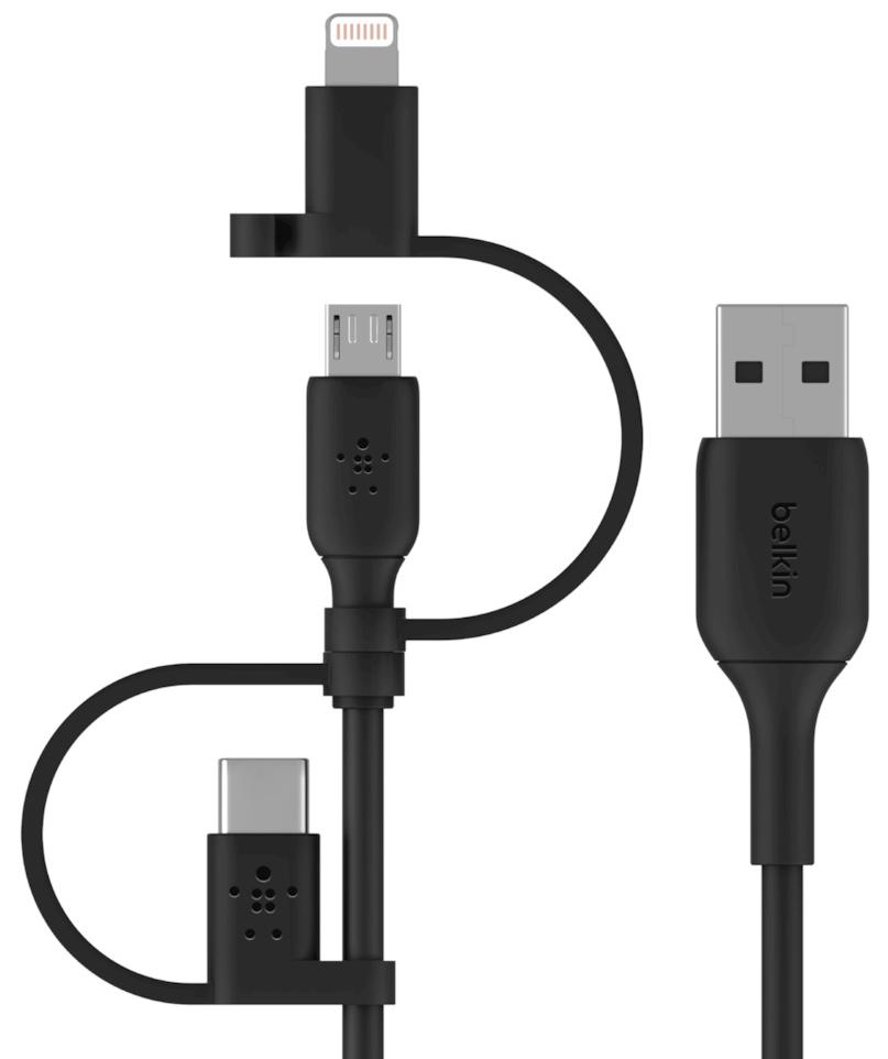 Кабель Belkin Boost Charge CAC001bt1MBK USB-A to USB-CMicro-USBLightning 1m Black 319000₽