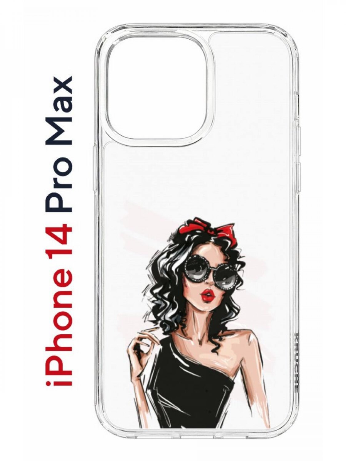

Чехол на iPhone 14 Pro Max с принтом Kruche Print Фэшн леди, бампер с защитой камеры, Прозрачный;черный;бежевый;красный, Айфон 14 Про Макс
