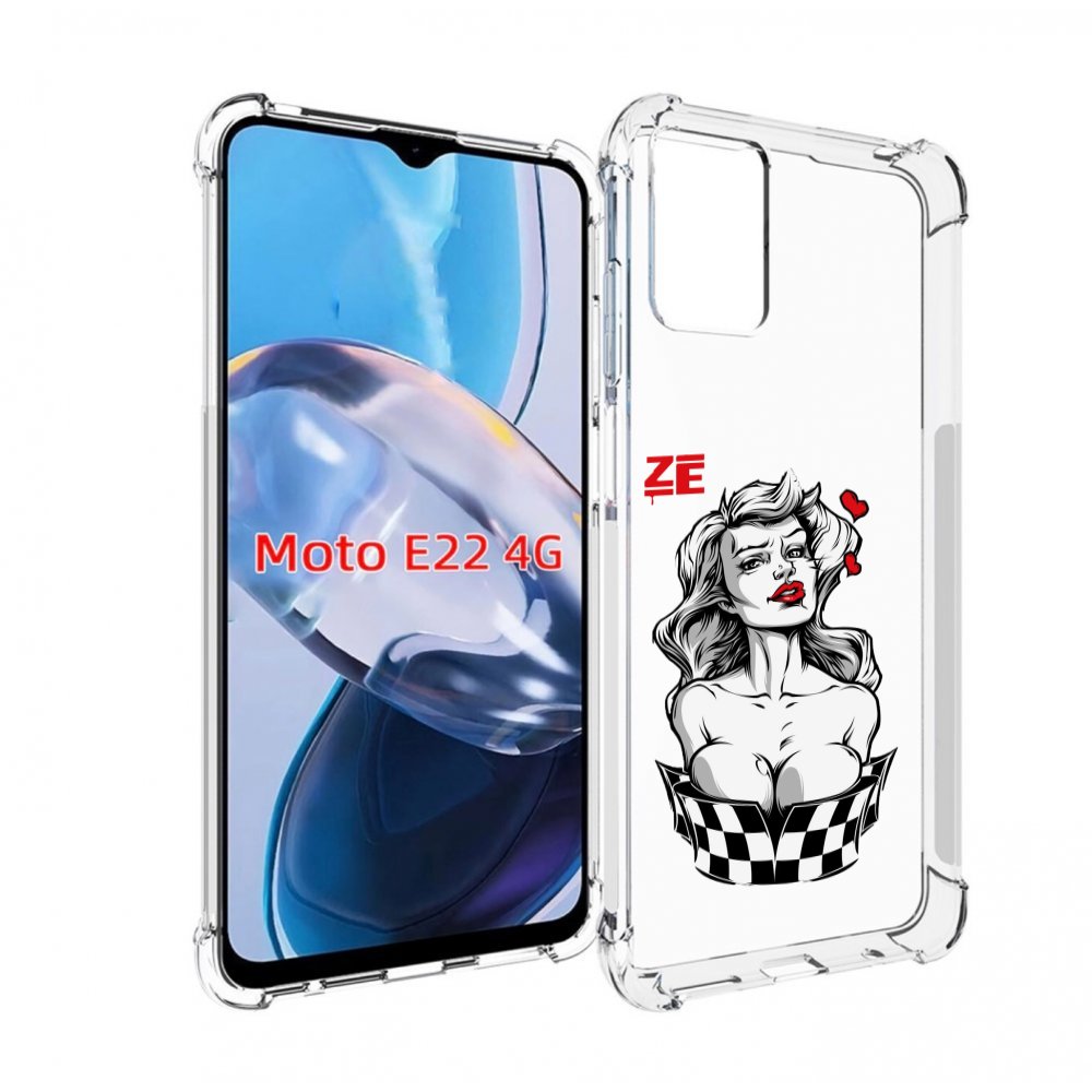 

Чехол MyPads черно белая девушка с красными губами женский для Motorola Moto E22 4G / E..., Прозрачный, Tocco