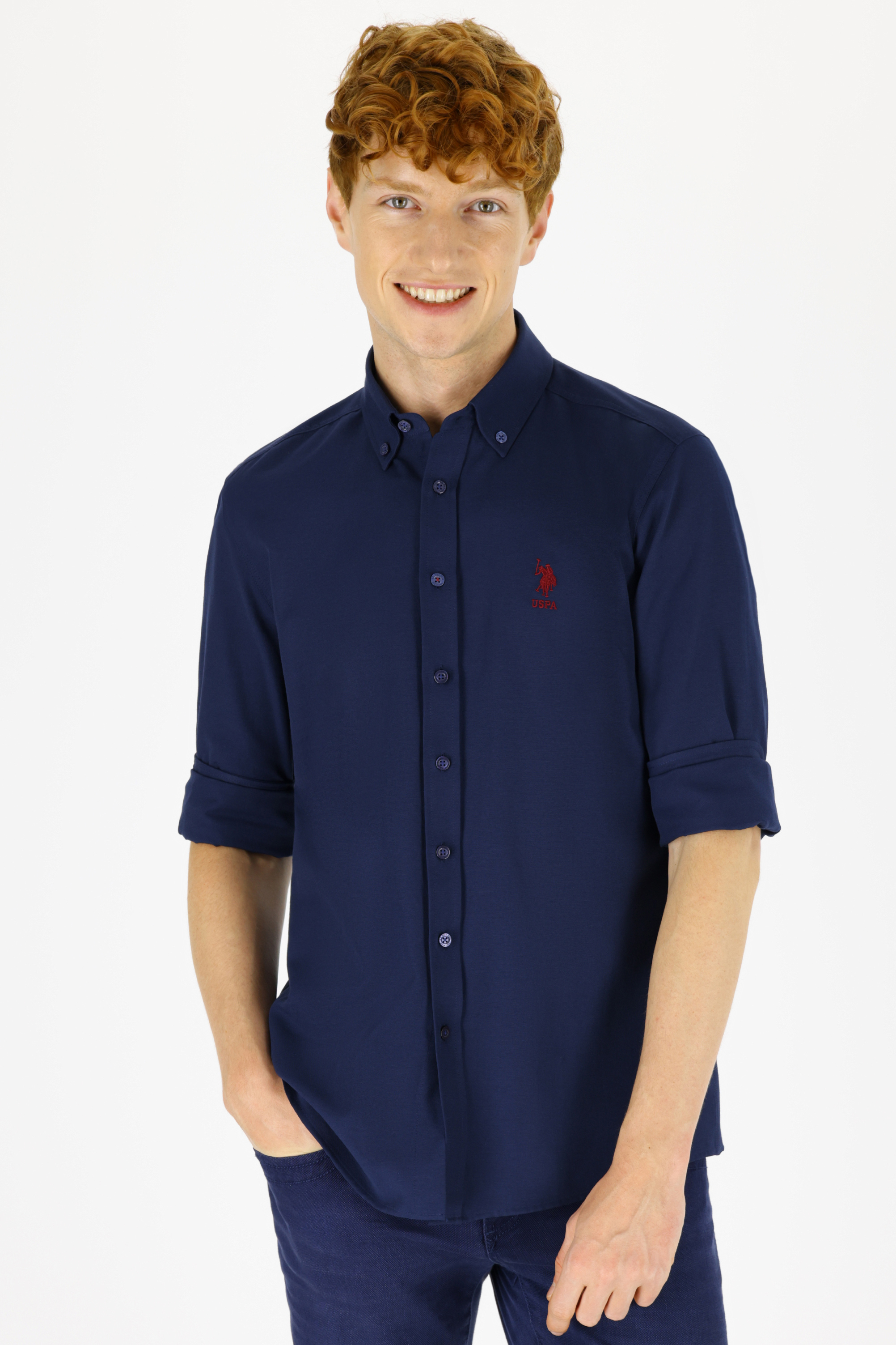 

Рубашка мужская U.S. POLO Assn. G081GL0040GOX021K синяя XL, G081GL0040GOX021K