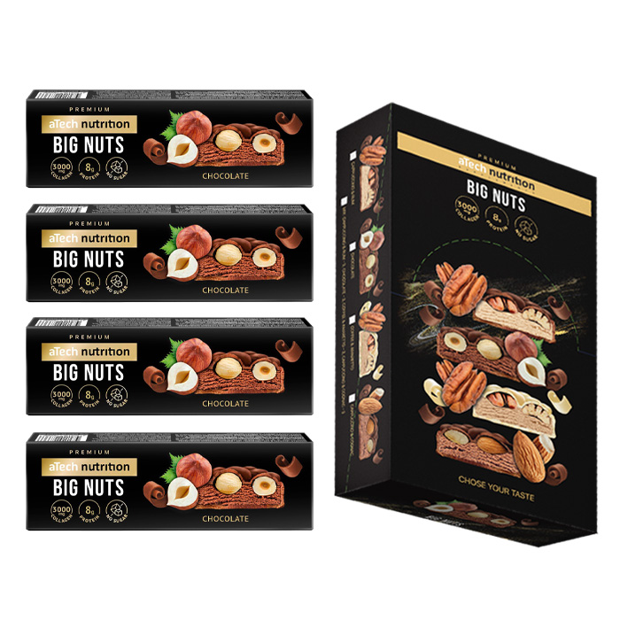 Протеиновый батончик Big Nuts вкусшоколад с лесным орехом, 40 г, 12 шт, с коллагеном