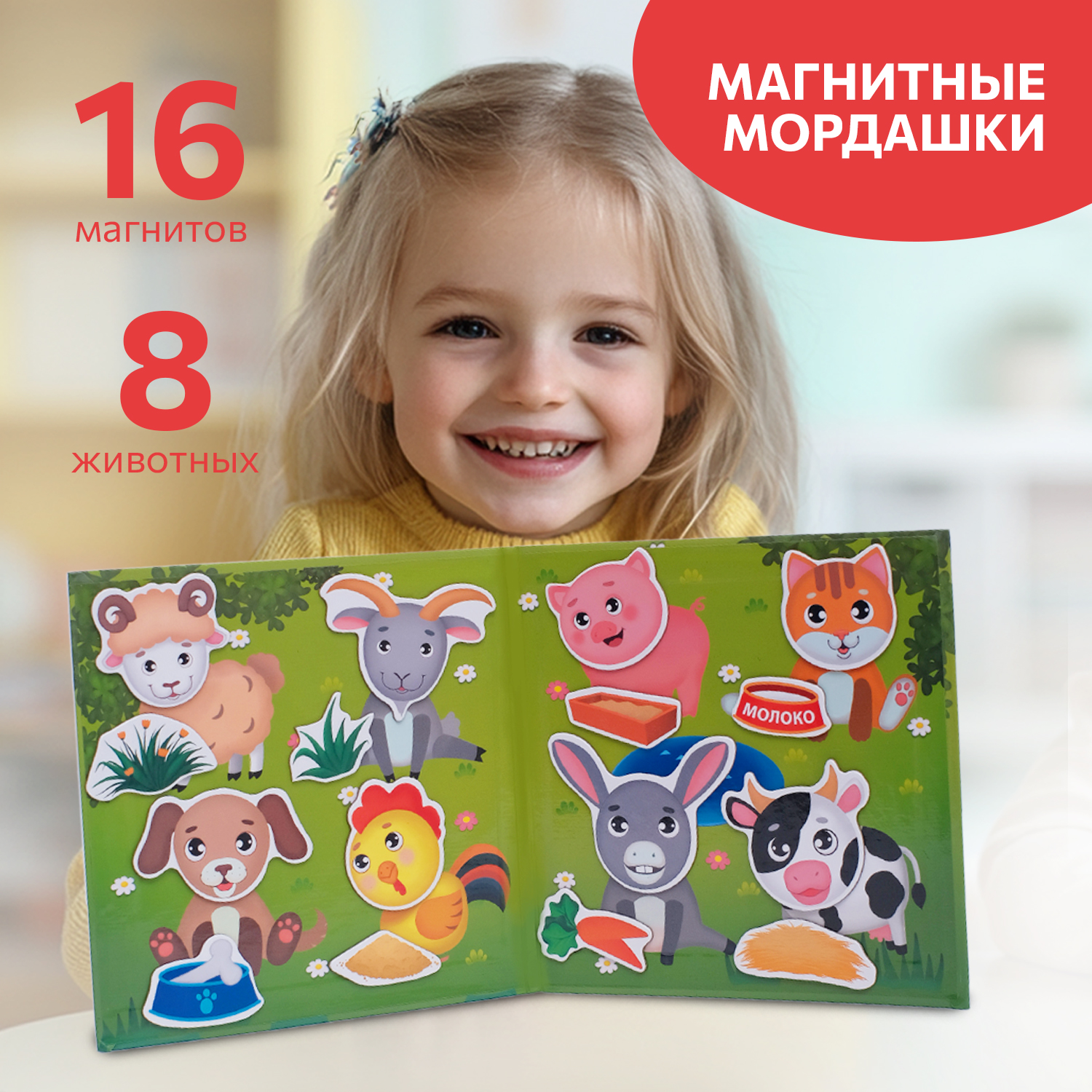 

Магнитная развивающая игра Бигр Мордашки УД132, Мордашки