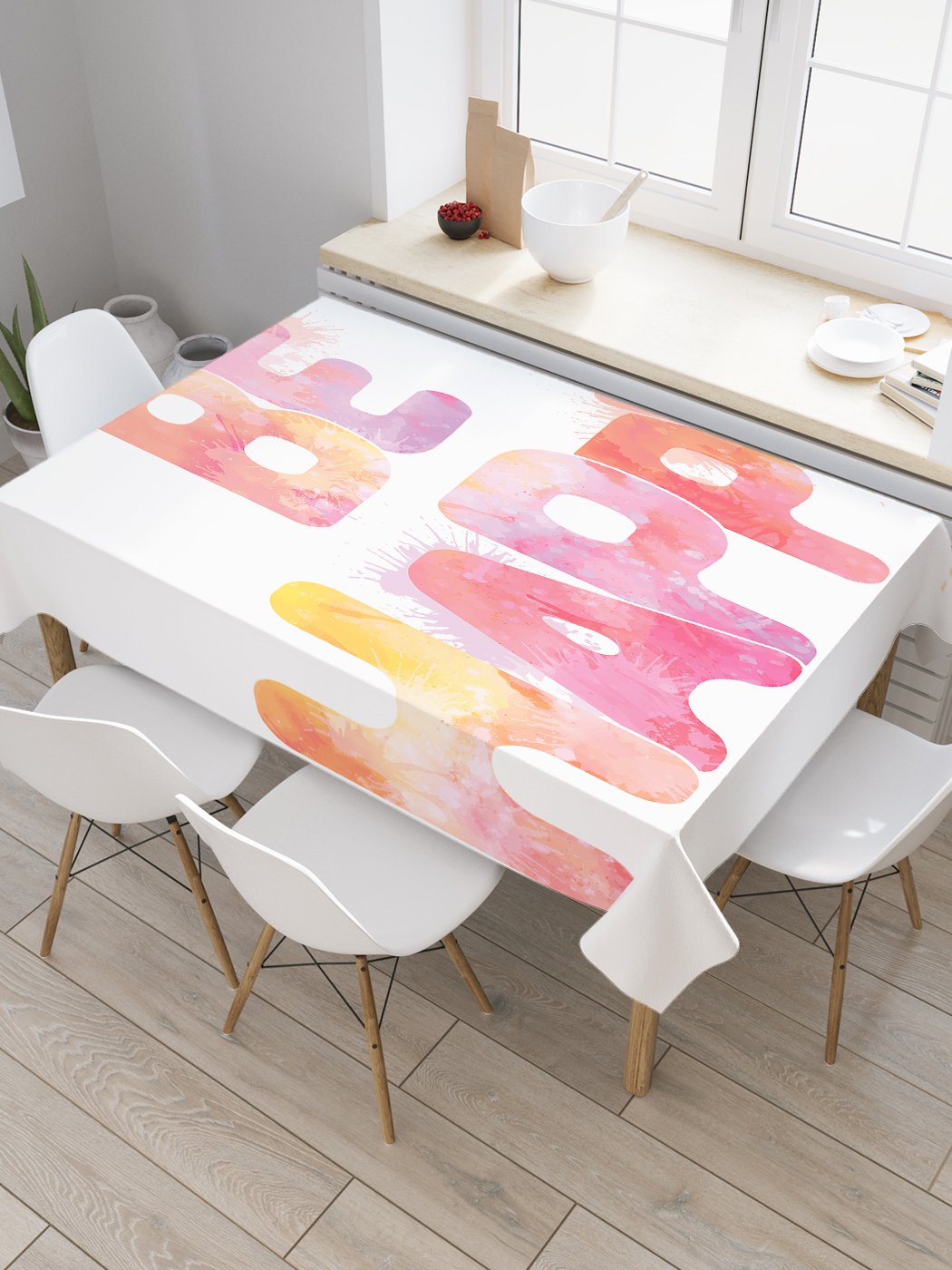 

Скатерть прямоугольная JoyArty "Призрачное счастье" из оксфорда, 120x145 см, Белый, Призрачное счастье