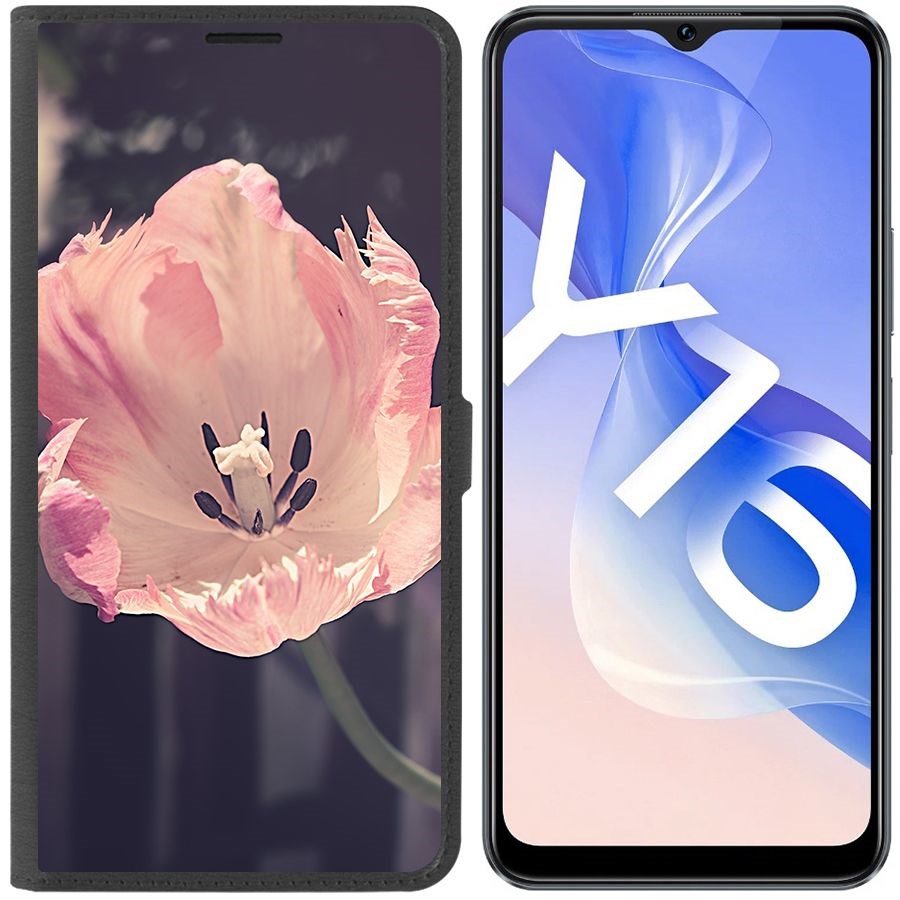 

Чехол-книжка Eco Book для Vivo Y16 Тюльпан, Черный