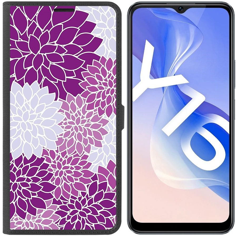 

Чехол-книжка Eco Book для Vivo Y16 Цветочный паттерн 2, Черный