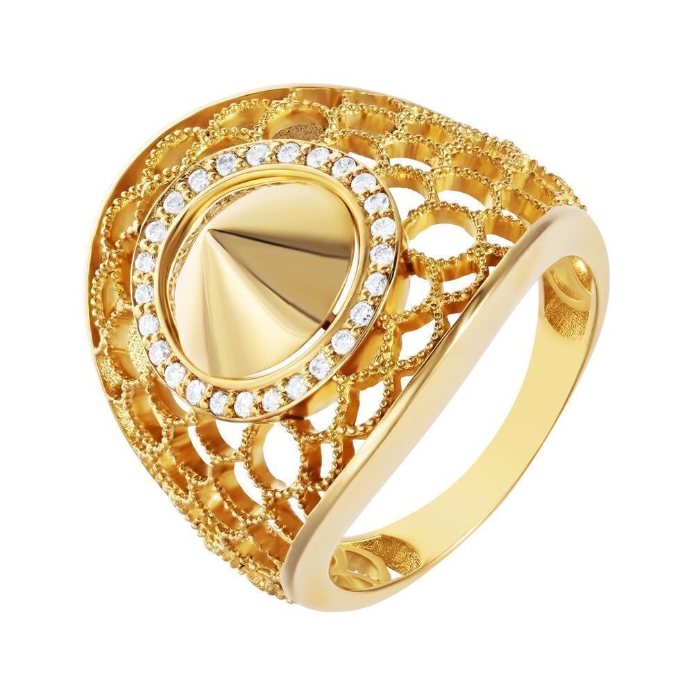Кольцо из желтого золота с бриллиантом р. 17,5 JV AYZ4769_YGDW_YG