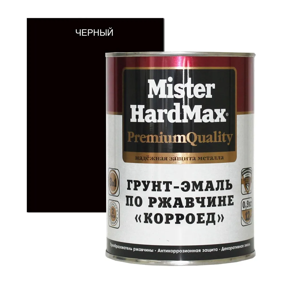

Грунт-эмаль по ржавчине "Корроед" HardMax Черный 1,9кг (4690417070954), Черный 1,9