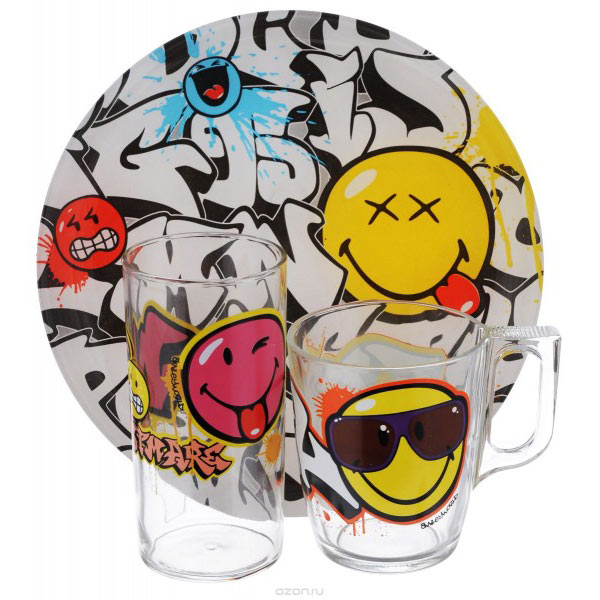 Детский Набор Luminarc Enfant Smiley World Graffiti 3 Предмета кружка luminarc шейп эланор p7356 320мл