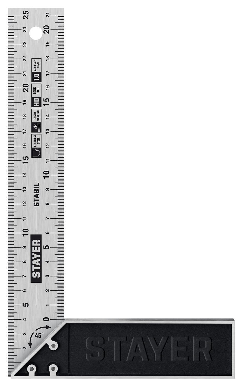 

Угольник Stayer STABIL 250 мм столярный угольник с нержавеющим полотном