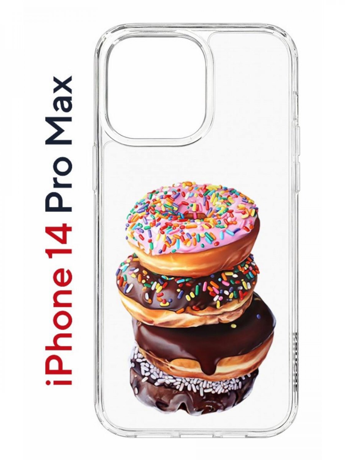 фото Чехол на iphone 14 pro max с принтом kruche print donuts, бампер с защитой камеры кruче