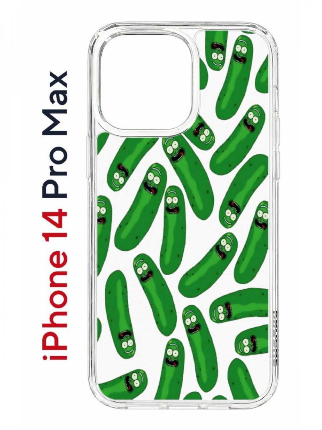 Чехол на iPhone 14 Pro Max с принтом Kruche Print Огурчик Рик, бампер с защитой камеры