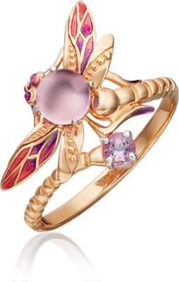 Кольцо из красного золота р 165 PLATINA jewelry 01-5458-00-203-1110-57 эмаль 30555₽