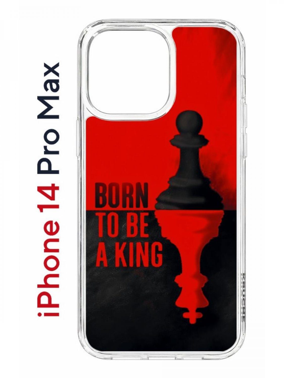 фото Чехол на iphone 14 pro max kruche print born to be a king, бампер с защитой камеры кruче