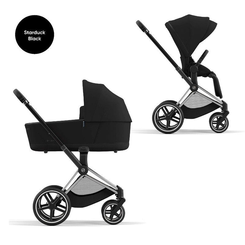 фото Детская коляска 2 в 1 cybex priam iv, рама chrome, текстиль stardust black