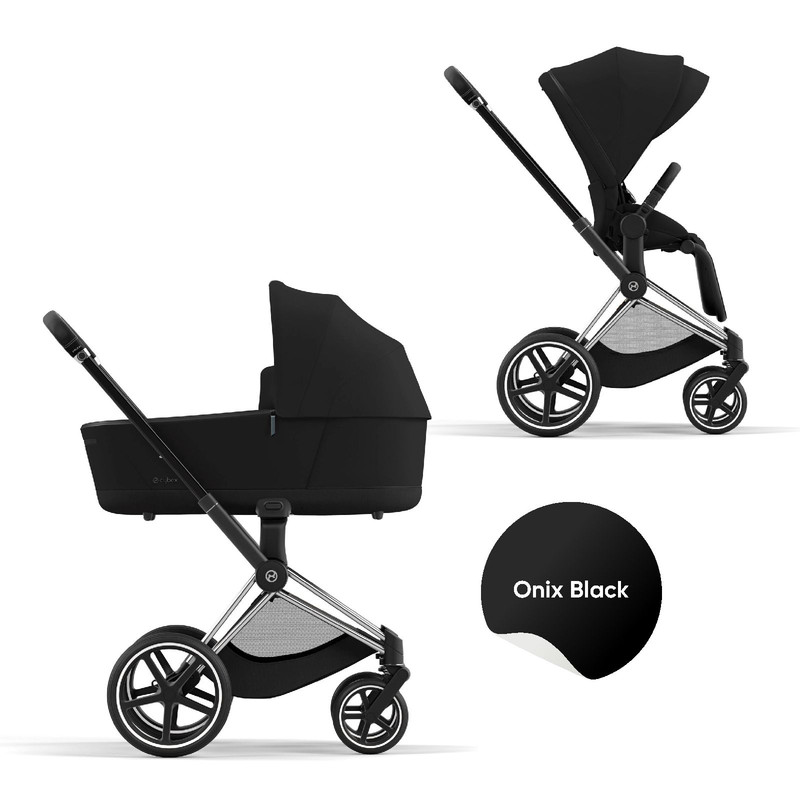 фото Детская коляска 2 в 1 cybex priam iv, рама chrome, текстиль onix black