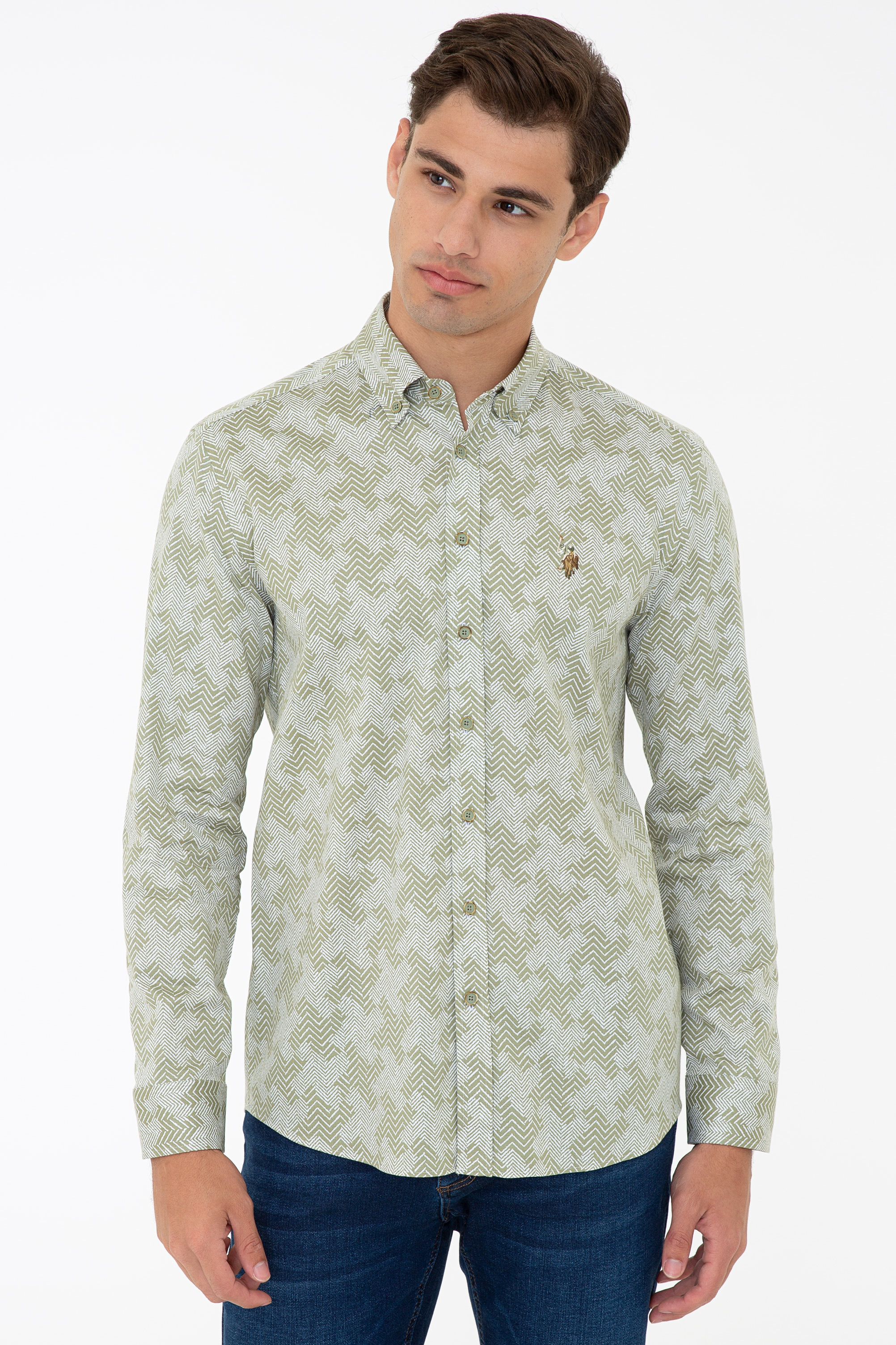 

Рубашка мужская U.S. POLO Assn. G081SZ0040KOBUK хаки 2XL, G081SZ0040KOBUK