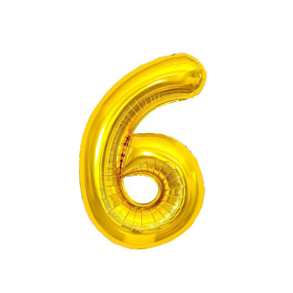 Воздушный шар, 40, MESHU, цифра 6, золотой, фольгированный, 2шт