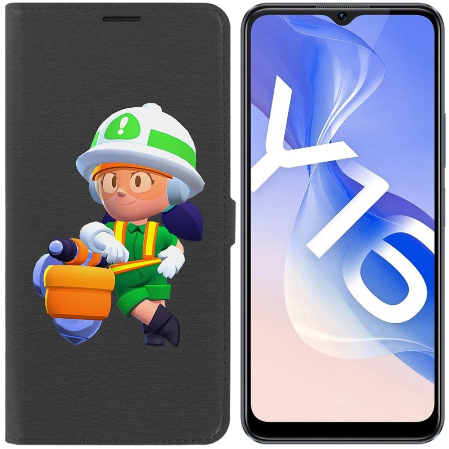 

Чехол-книжка Eco Book для Vivo Y16 Brawl Stars-Строительница Джеки