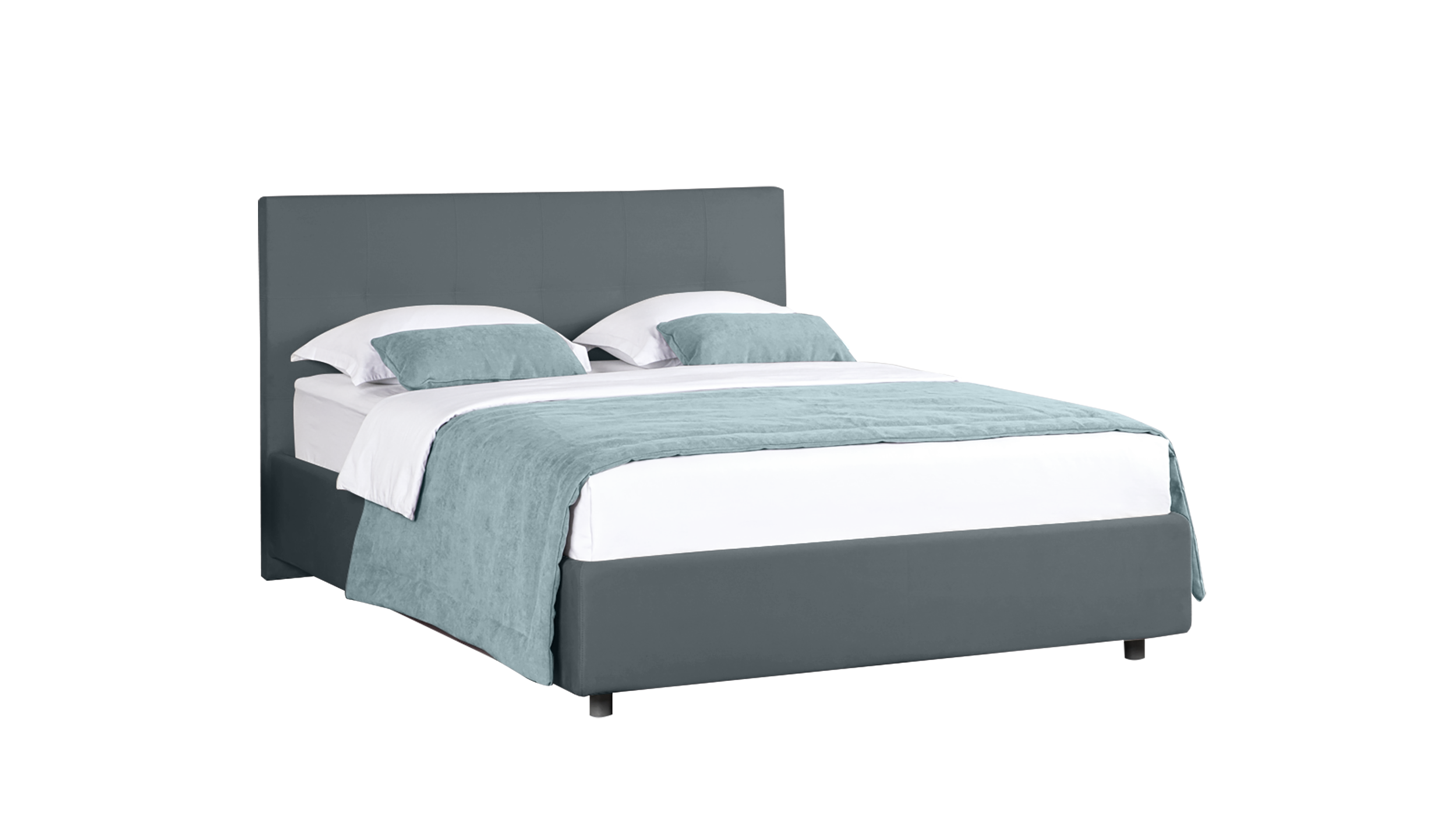 

Двуспальная кровать Askona Greta + основание с ламелями 090*200 тк. Sky Velvet 18, Синий, Greta