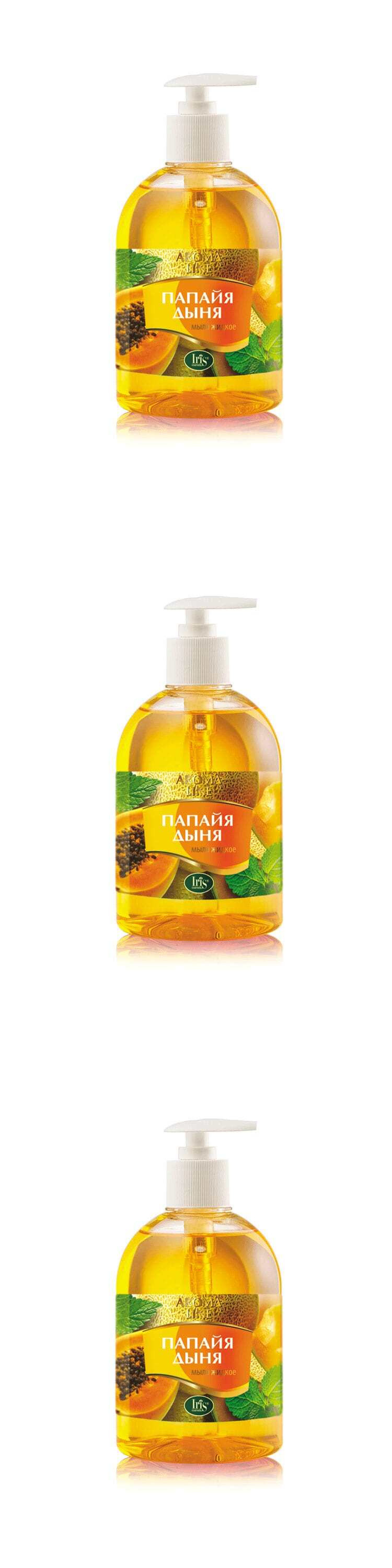 фото Жидкое мыло iris aroma line папайя и дыня, 500 мл, 3 шт