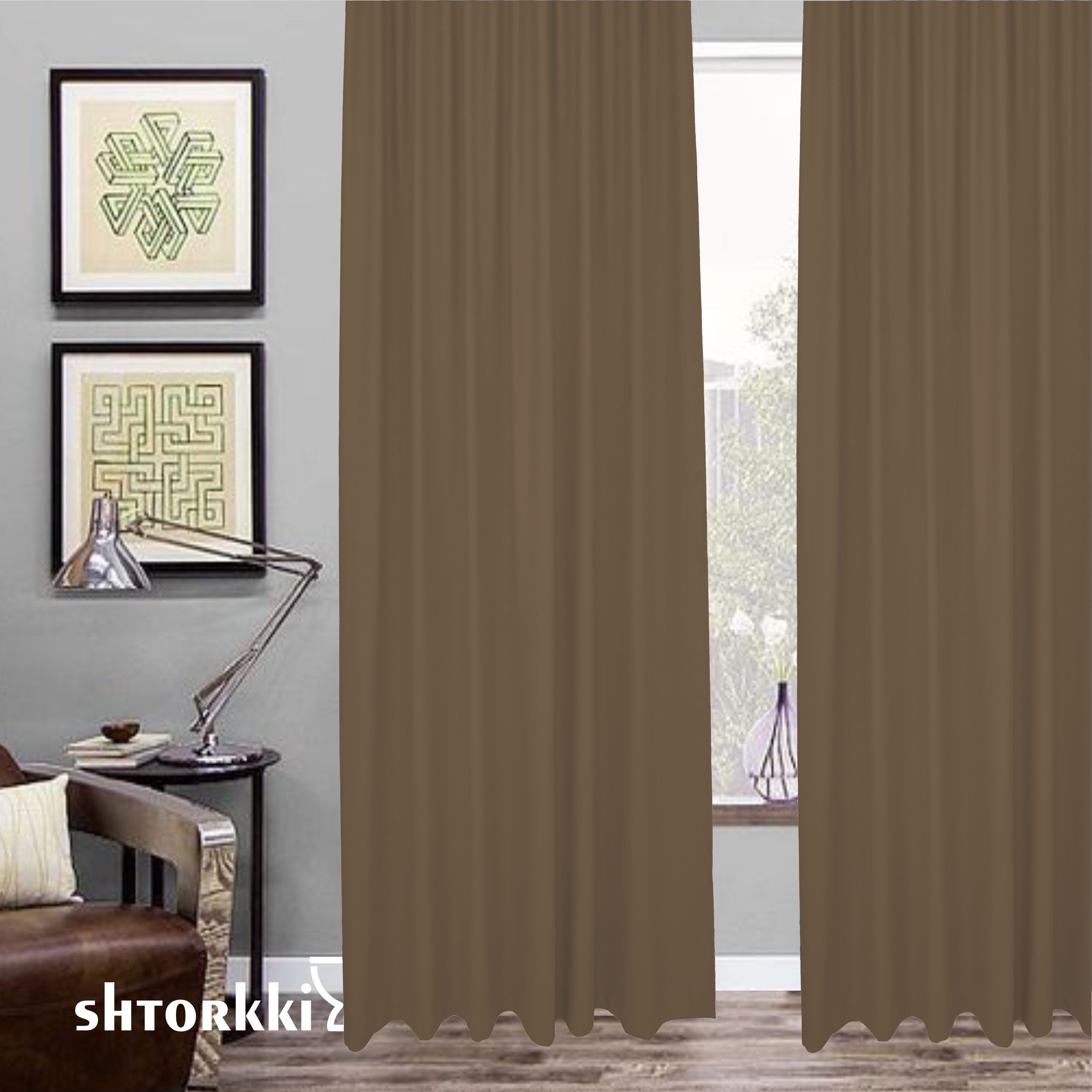 

Шторы shtorkki интерьерные блэкаут Brown 300х256 см, IBL-34