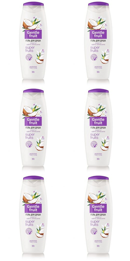 Гель для душа Iris Gentle Fruit Кокос и цветы Апельсина, 400 мл, 6 шт