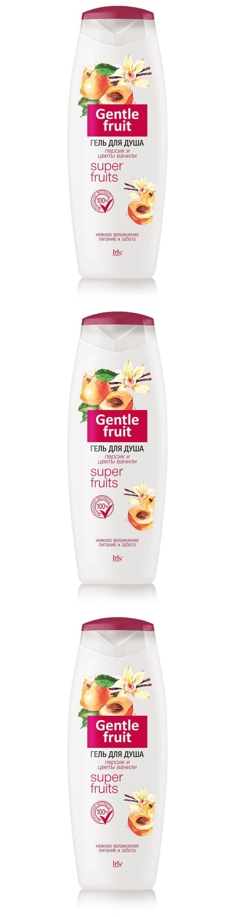 

Гель для душа Iris Gentle Fruit Персик и цветы Ванили, 400 мл, 3 шт