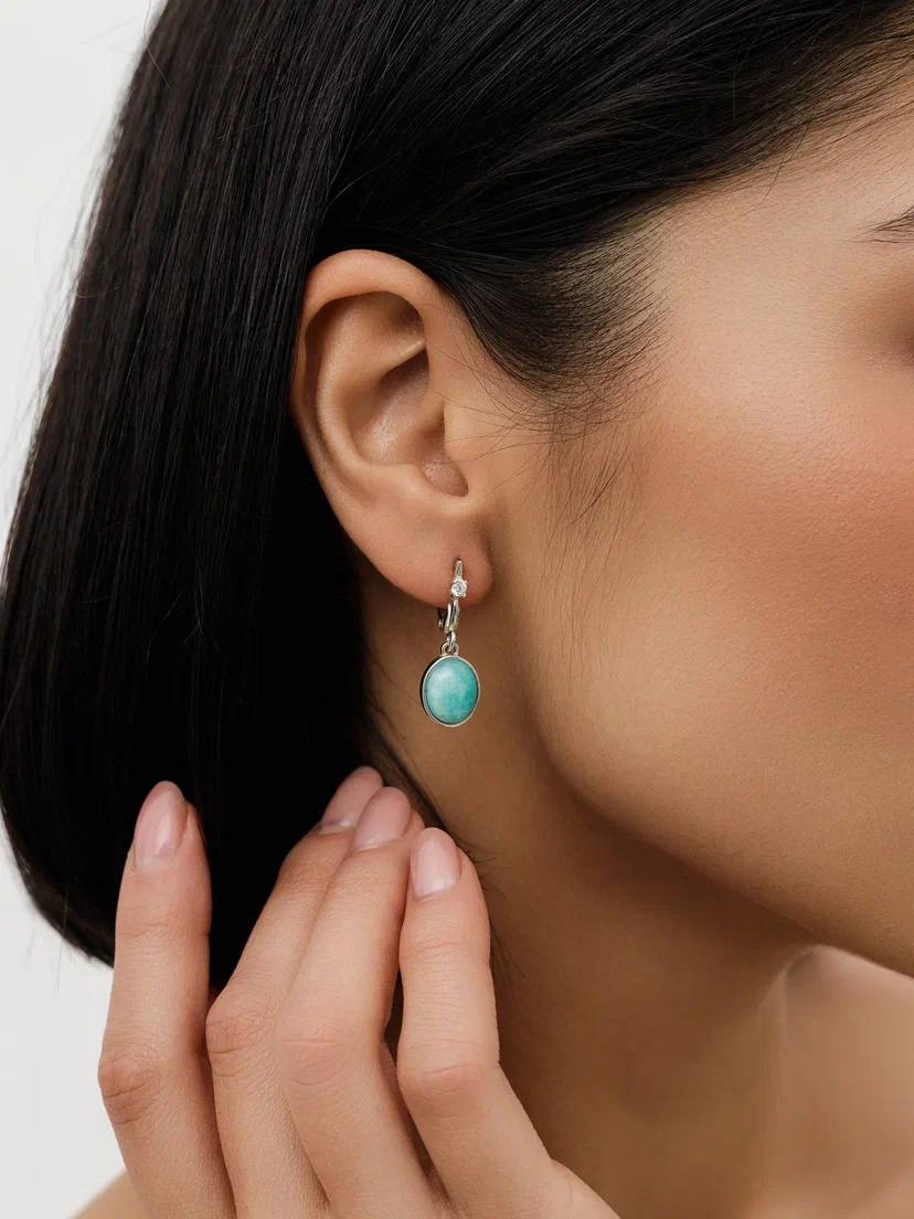 

Серьги подвески из серебра Jewelland 232-449, амазонит, 232-449