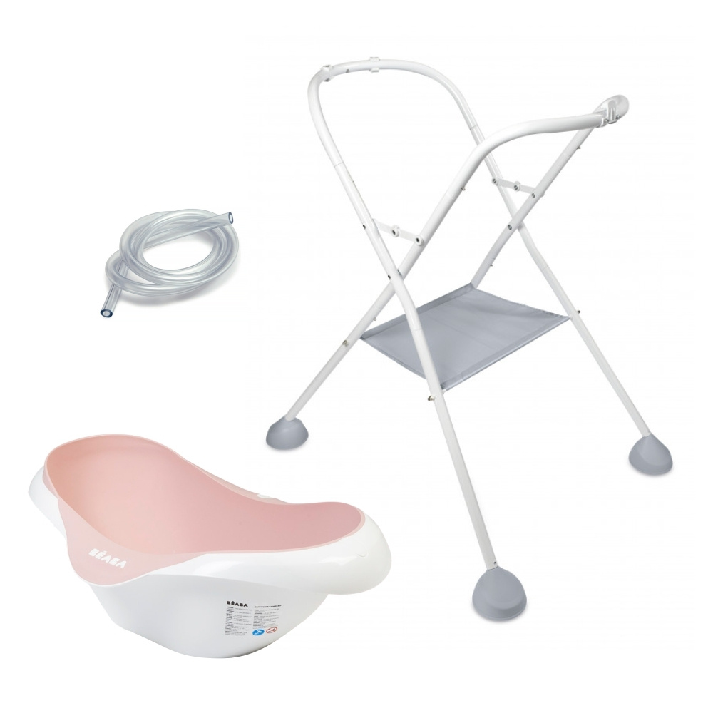 фото Ванночка детская beaba babybath cameleo с базой, old pink, шланг 920354-920316