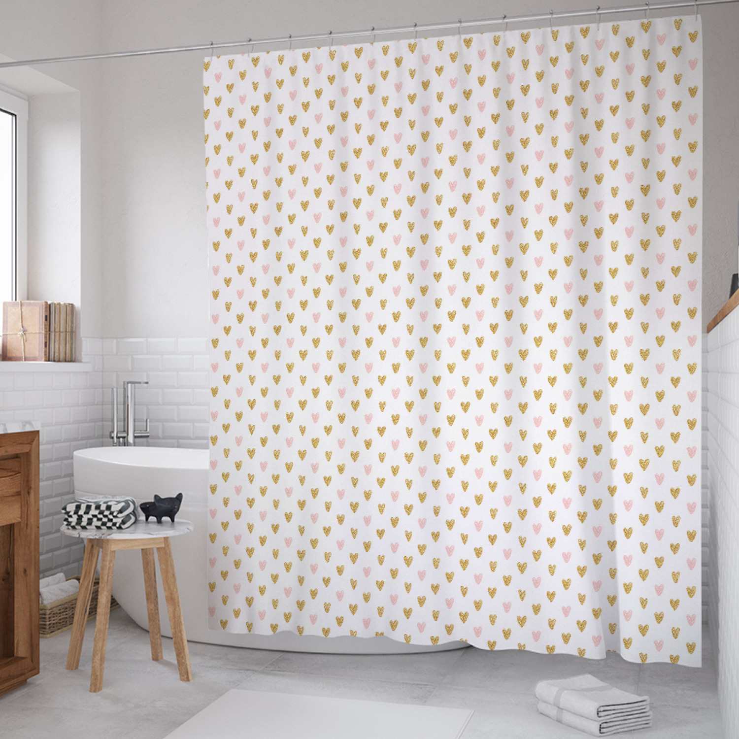 

Штора для ванной JoyArty "Разрисованные цвета" из сатена, 180х200 см с крючками, Белый, Разрисованные цвета