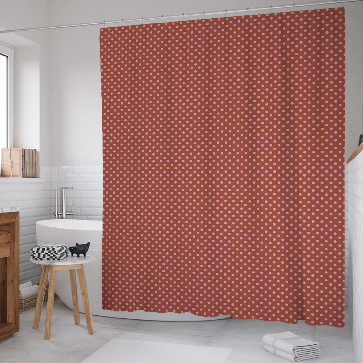 

Штора для ванной JoyArty "Мелкий горошек на градиенте" из сатена, 180х200 см с крючками, Красный, Мелкий горошек на градиенте