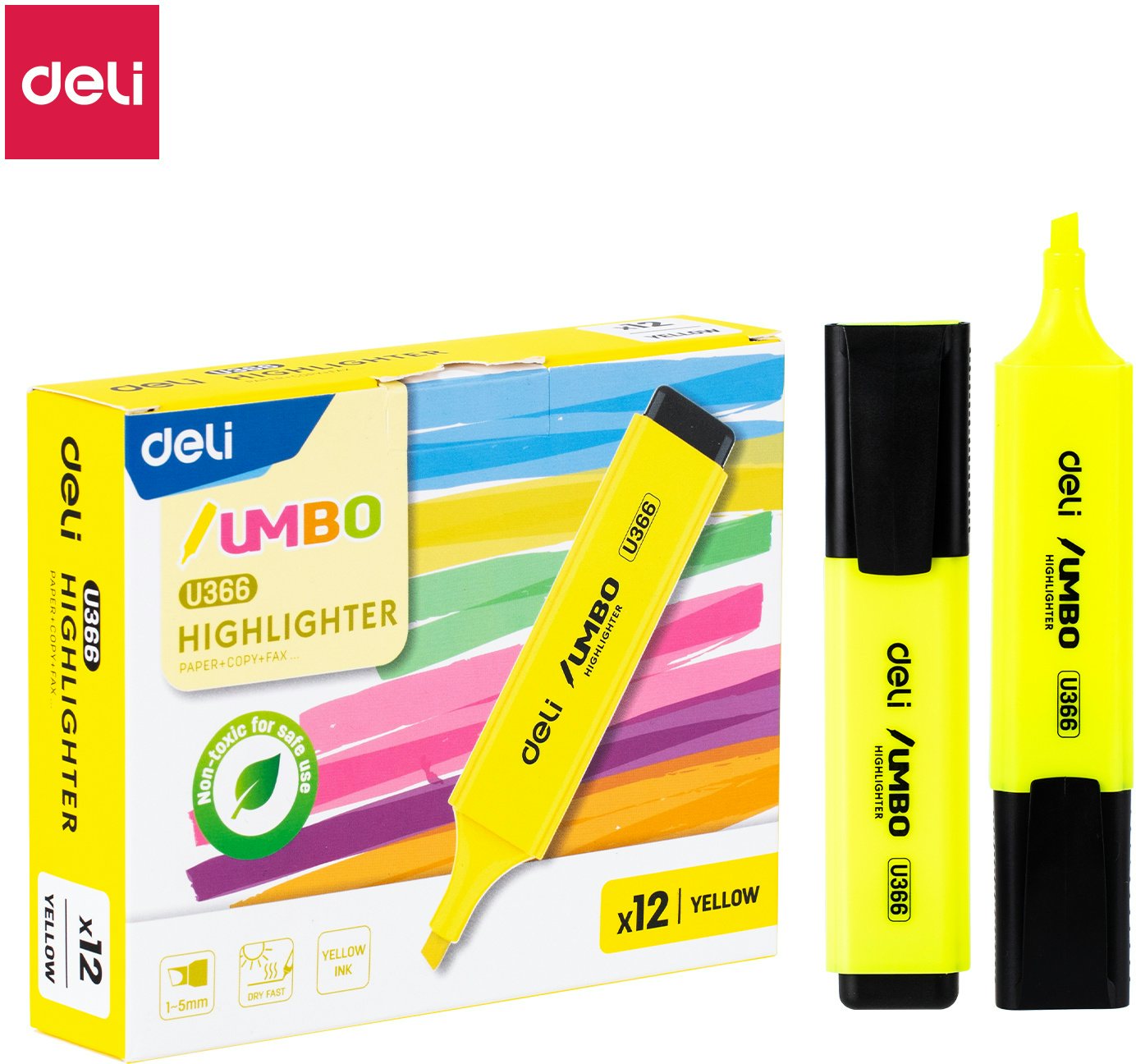 

Маркер текстовыделитель DELI Jumbo желтый 1-5мм, 1837596
