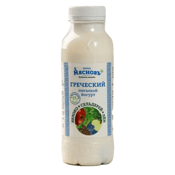 Йогурт питьевой МясновЪ ФЕРМА греческий яблоко-сельдерей-семена льна 2,8% 300 г