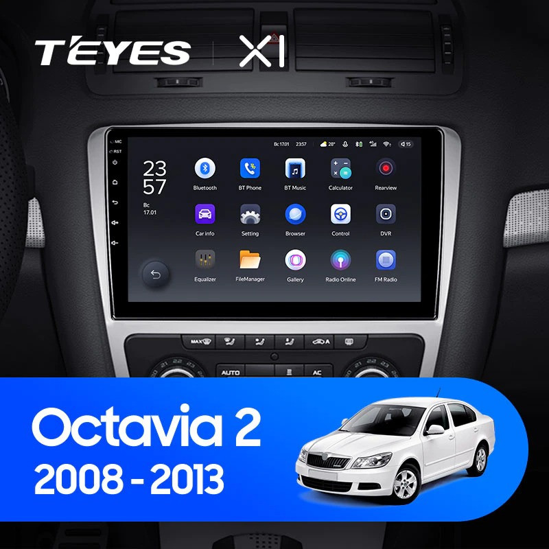 Штатная магнитола Teyes X1 4G 232 Skoda Octavia 2 A5 2008-2013 Серая 2680000₽