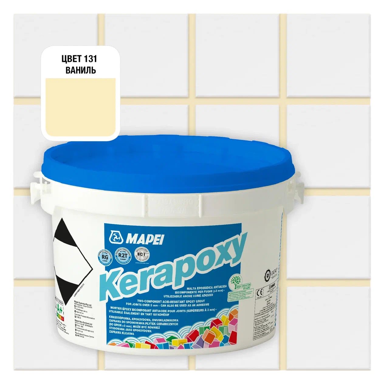 Затирка Mapei Kerapoxy 131 Ваниль, 2кг затирка эпоксидная mapei kerapoxy cq 114 антрацит 3 кг
