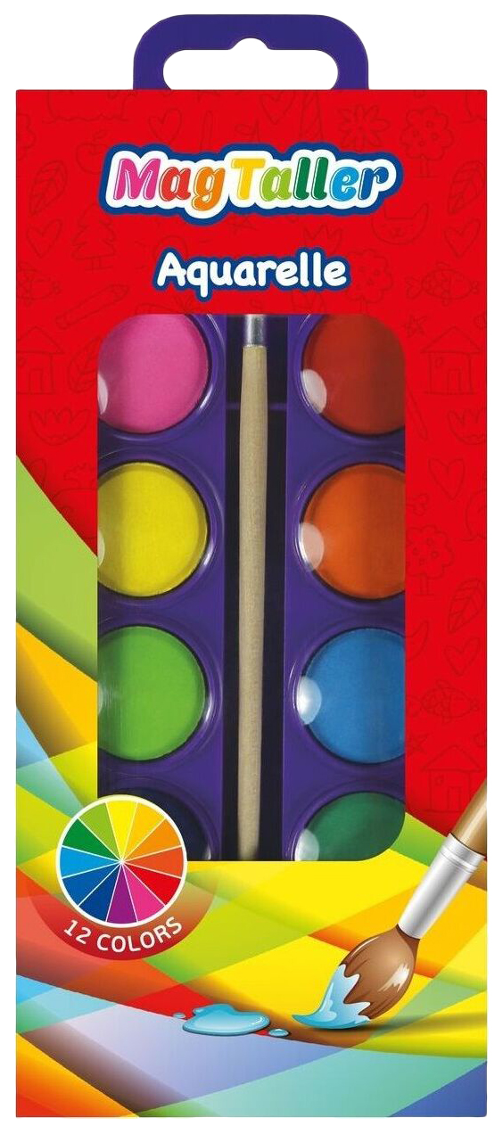 

Краски акварельные MagTaller mini 12 цв + кисточка, MagTaller mini