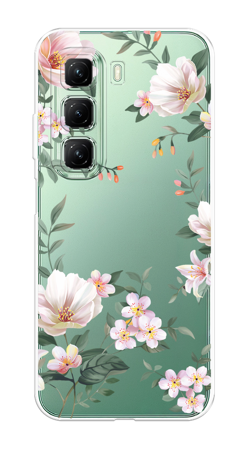 

Чехол на Infinix Hot 50 4G "Beautiful white flowers", Бежевый;зеленый, 3106550-1