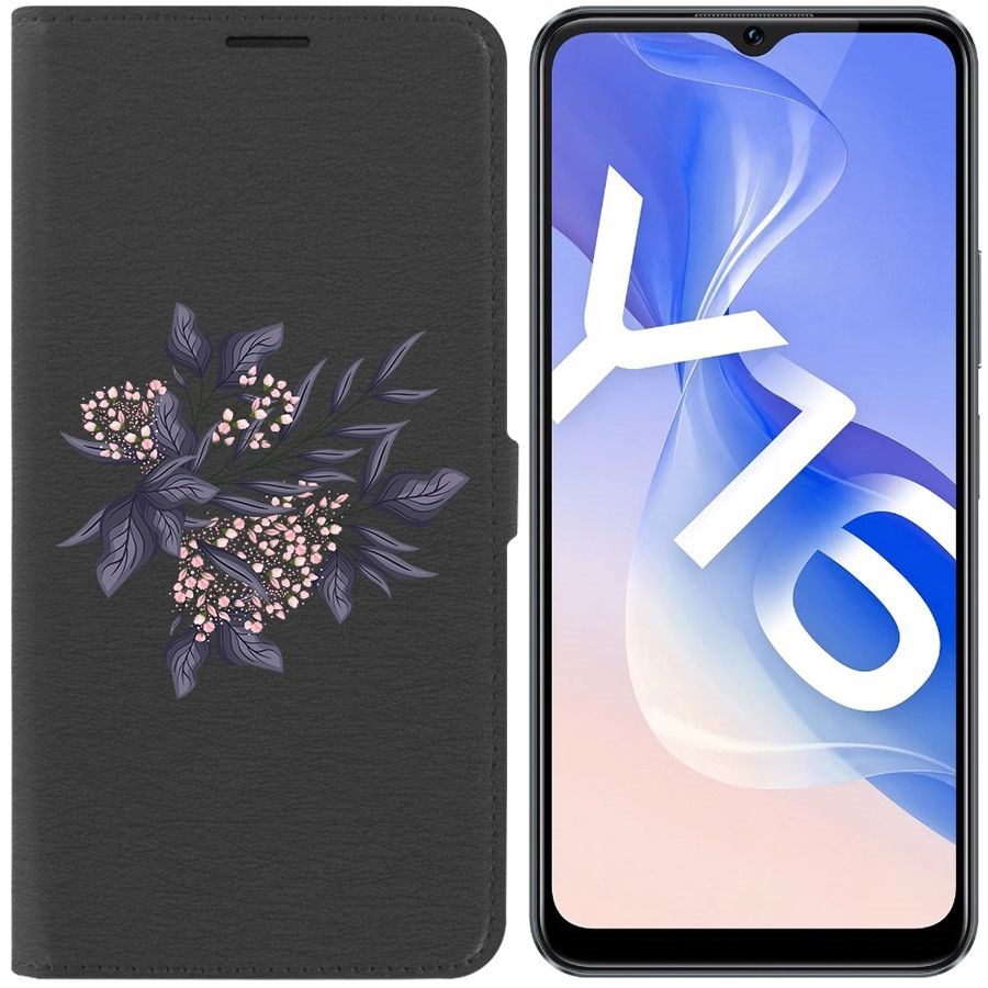 Чехол-книжка Eco Book для Vivo Y16 Розовые бутоны