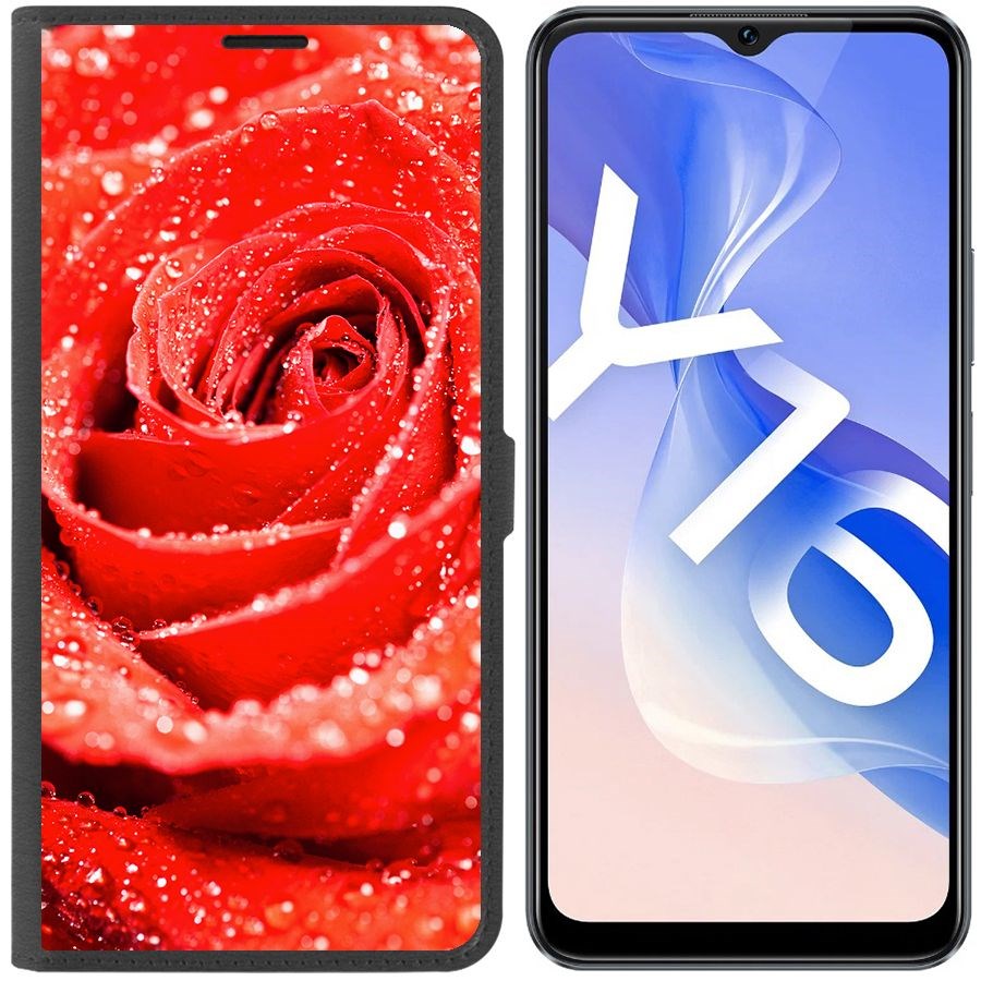 

Чехол-книжка Eco Book для Vivo Y16 Роза, Черный