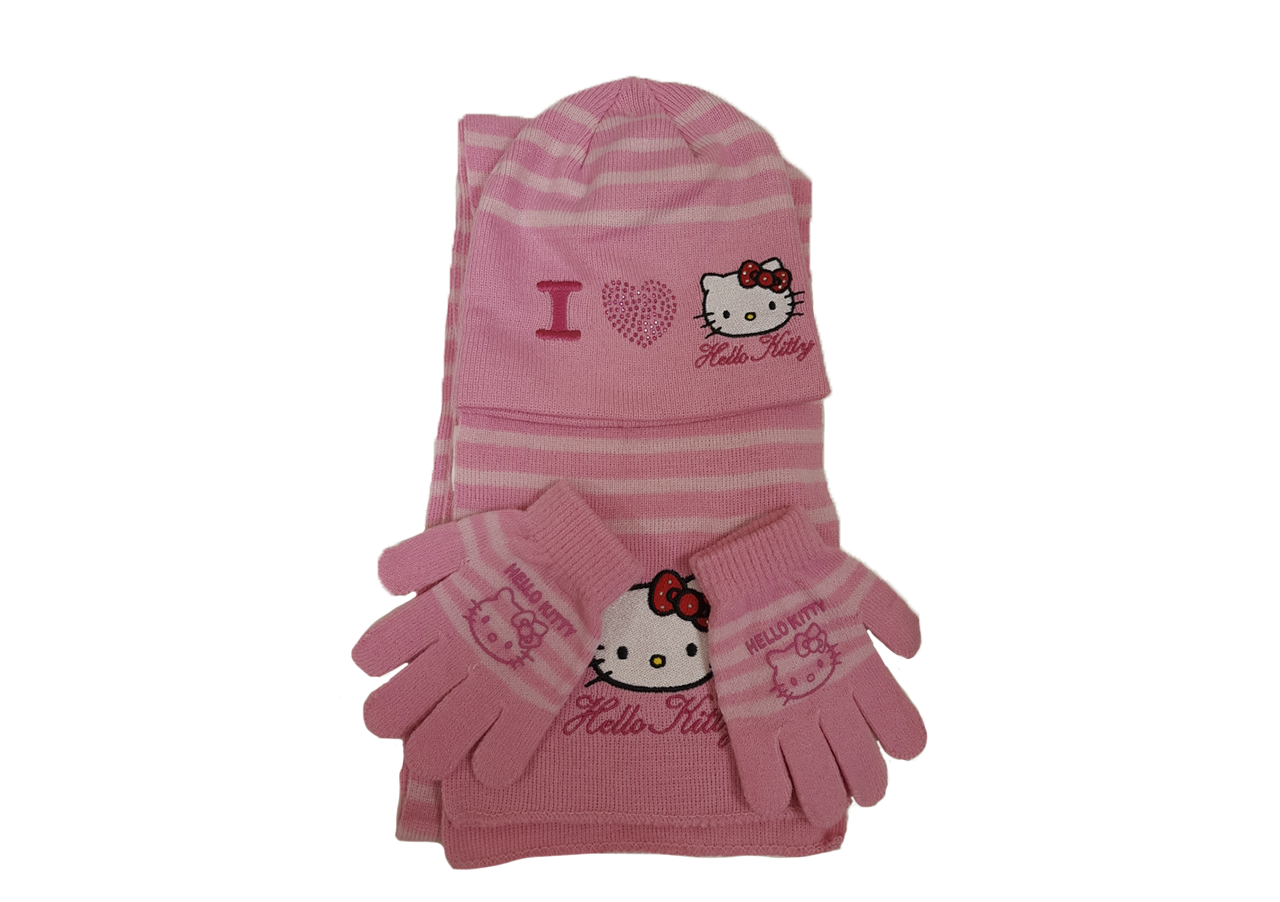 фото Комплект hello kitty хеллоу китти шапочка,шарфик и перчатки, 933-1