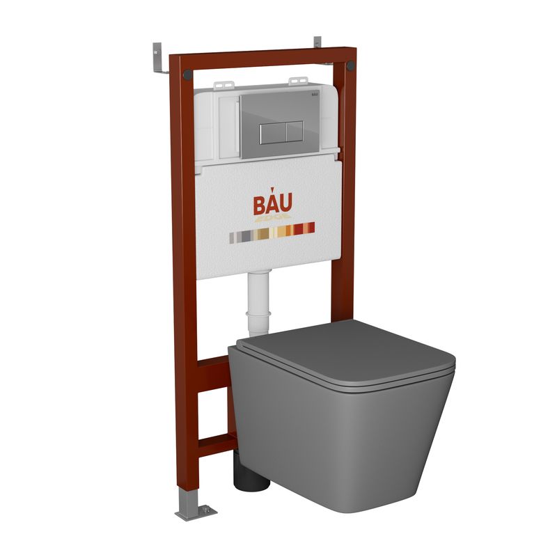 Комплект BAU 6 в 1: инсталляция BAU PRO,унитаз подвесной Hurricane-2,сиденье, кнопка инсталляция grohe